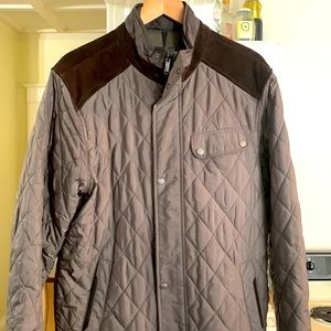 TUMI jacket nylon and suede, in taupe and toasted chocolate